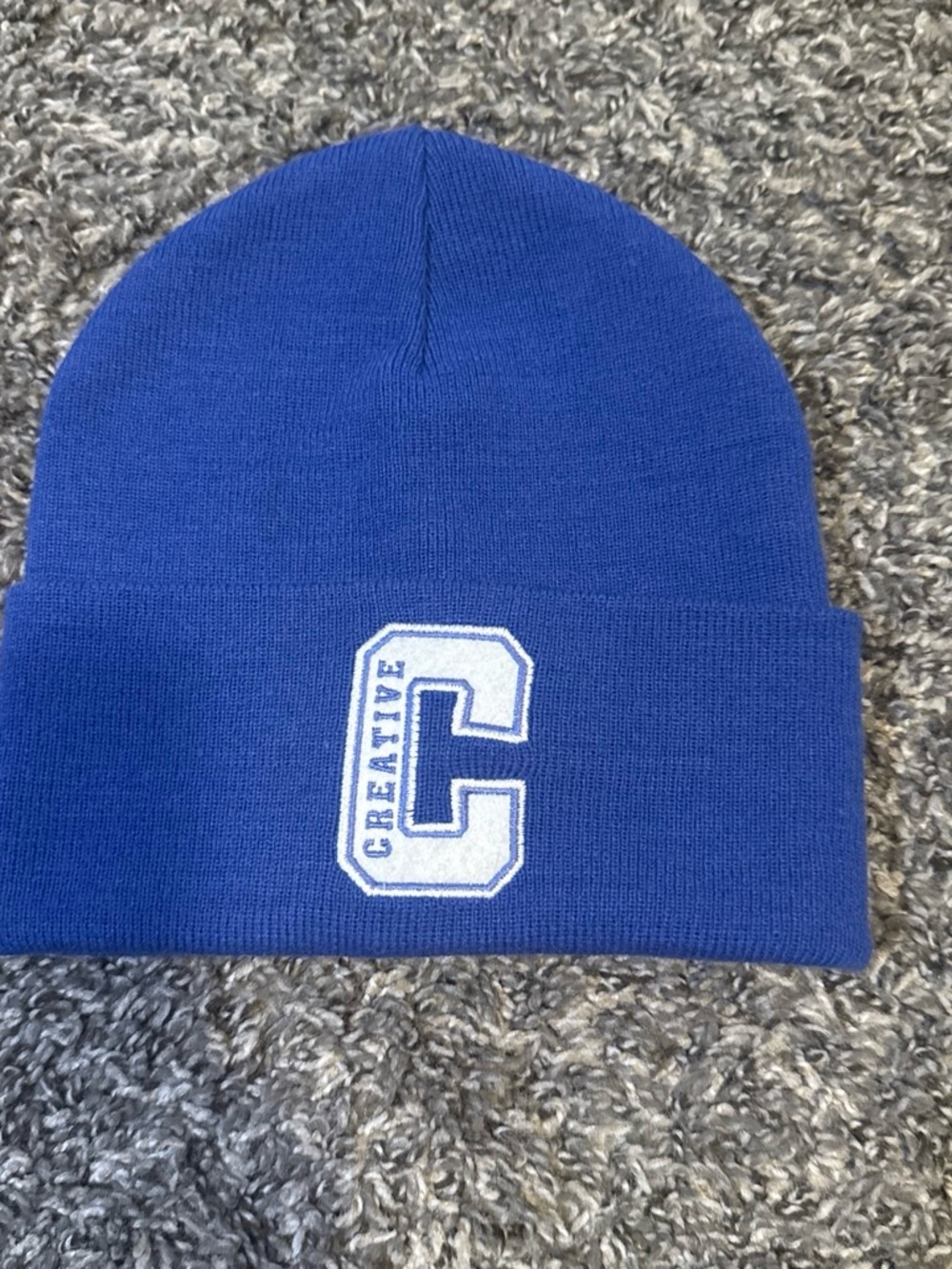 H&M Royal Blue Knit Beanie with 'C' Patch